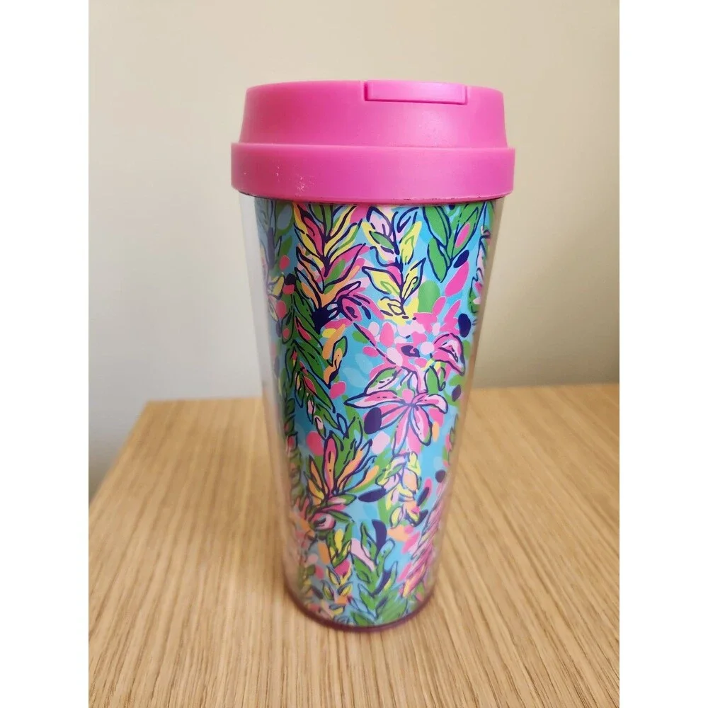Lilly Pulitzer Tropical Floral Print Travel Tumbler 16oz